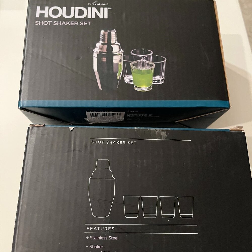 Bar Sets with Cocktail Shaker Shot Glasses Cards & Dice (SET OF TWO‎ / new)